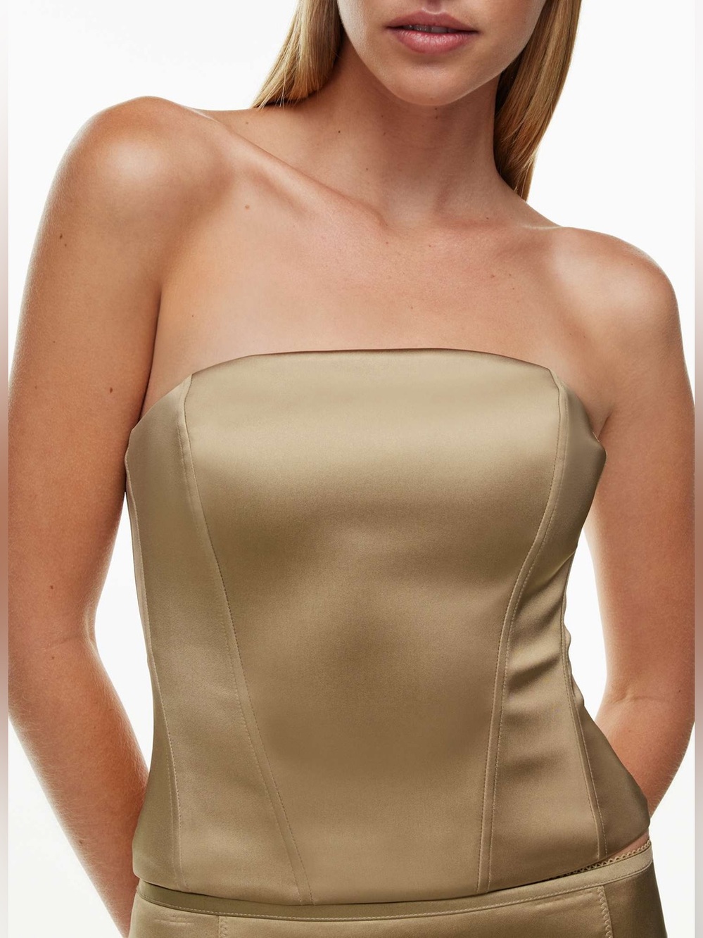 Like New castle Strapless Satin Bustier in Champagne - Picture 1 of 11